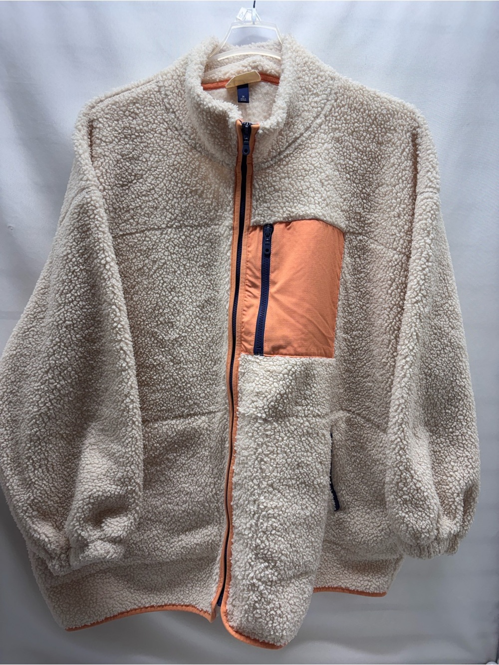 Women's Size 3X Universal Thread Fleece Shacket Jacket Peach/Cream Full Zip Up